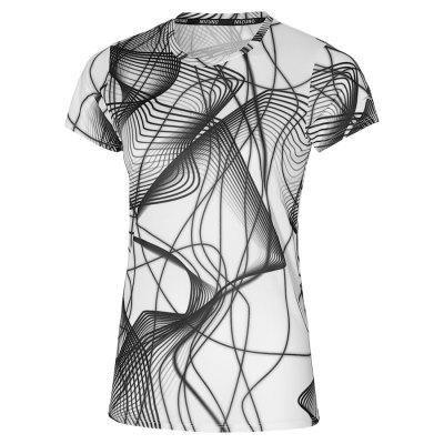 Camisa Mizuno Estampados Tee Mujer Blancos / Negros - Chile M645LBRJMN